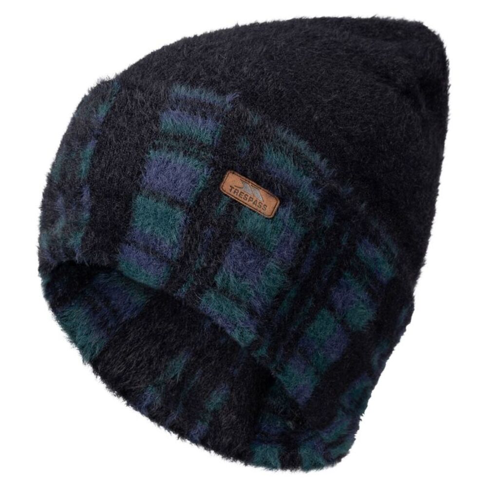 Trespass Mens Atlas Tartan Reversible Beanie / Black